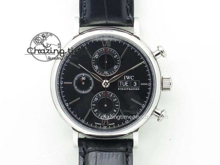 MIROTIME 0517 Portofino Chrono RG Black Dial on Black Leather Strap A HighPerformance 7389